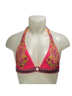 Victorias Secret Pink & Purple Floral Halter Bikini Top Size S